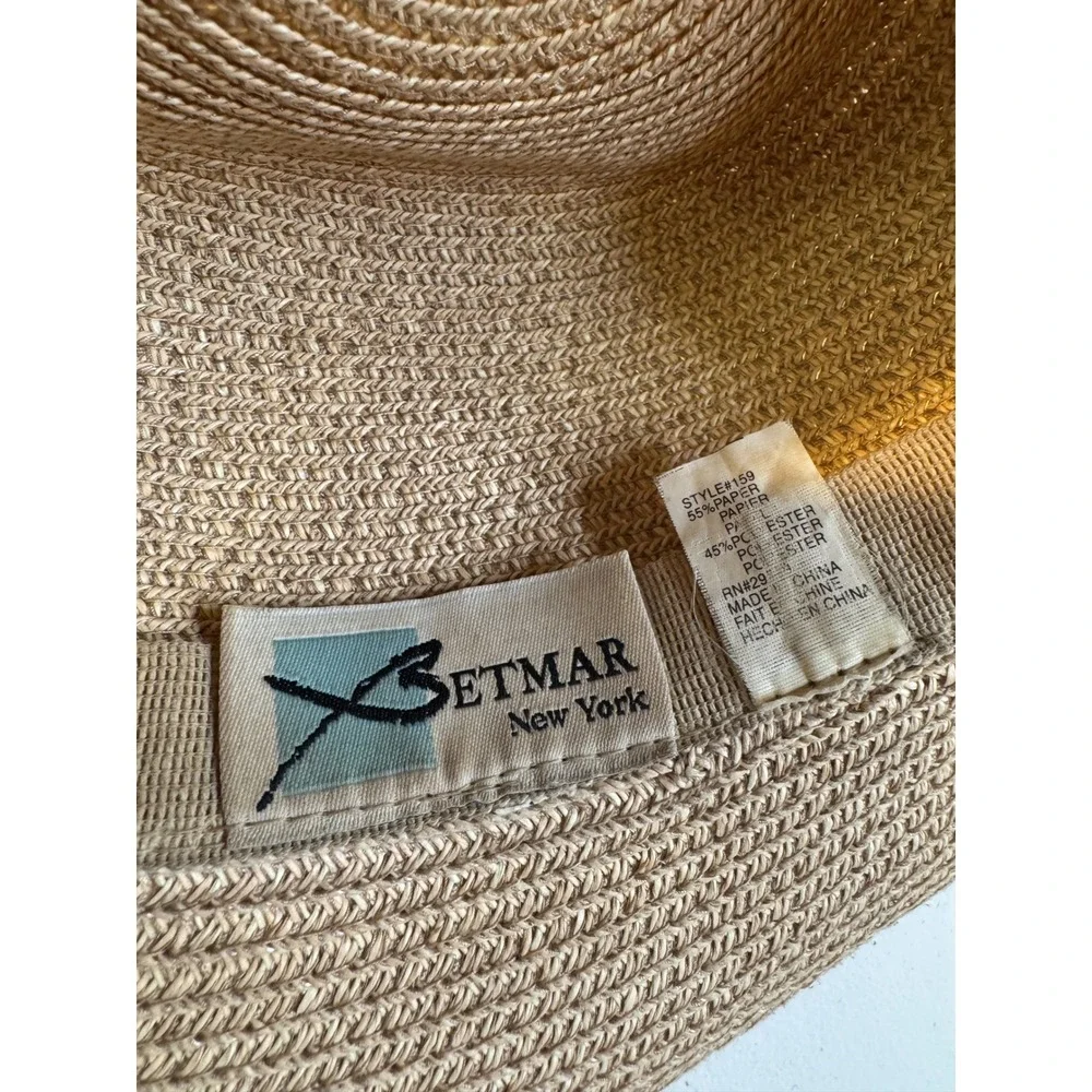 Betmar New York Women's Beige Braided Paper Blend Bucket Sun Hat One Size